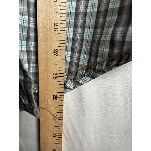 Panhandle Rough Stock M Blue Check Pearl Snap Buttons Western button down - Picture 7 of 8